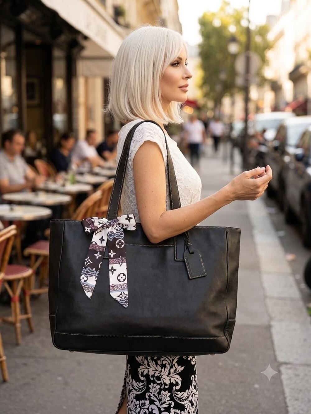 Vtg coach XL Hamptons black tote shoulder bag 7790
